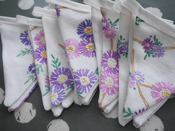 vintage tablecloth bunting vintage tablecloth bunting