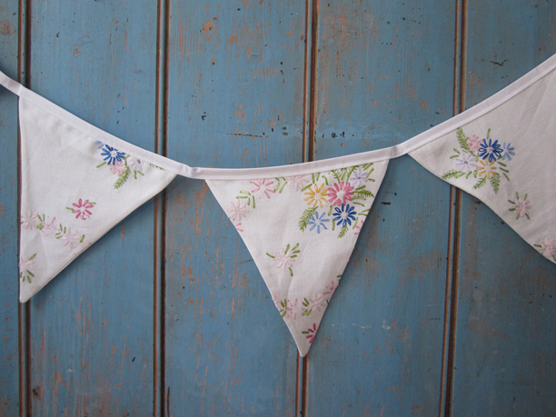vintage linen bunting vintage linen bunting