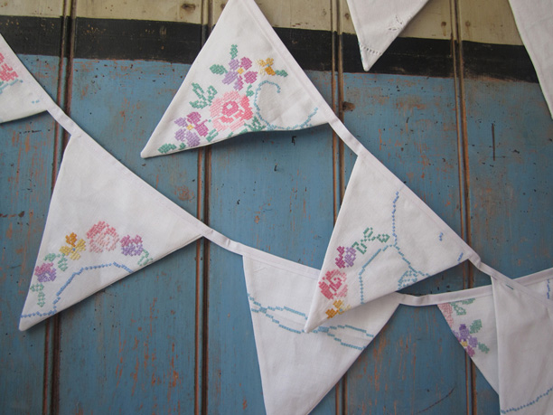 vintage linen bunting vintage linen bunting